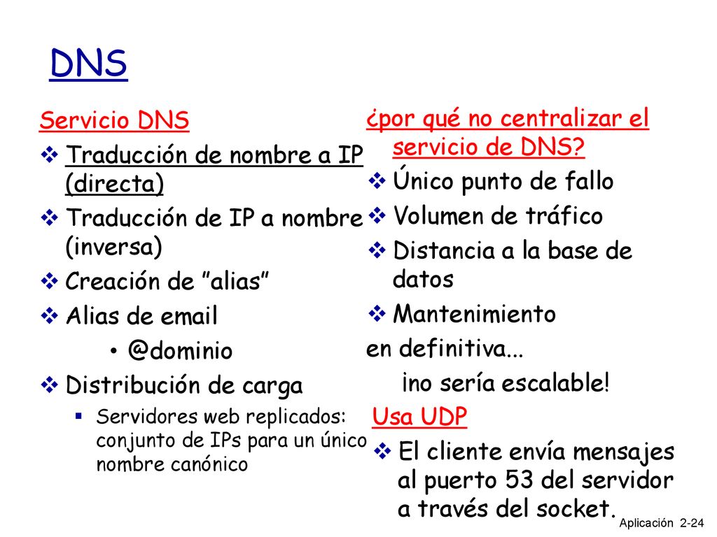 DNS Servicio DNS ¿por qué no centralizar el servicio de DNS