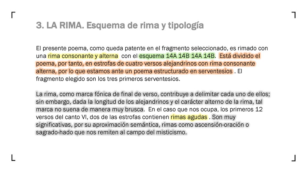 3. LA RIMA. Esquema de rima y tipología