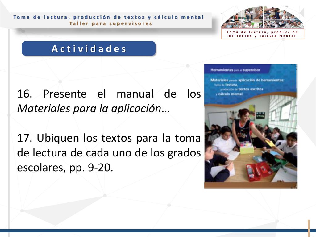 16. Presente el manual de los Materiales para la aplicación…