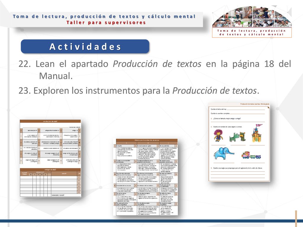 22. Lean el apartado Producción de textos en la página 18 del Manual.