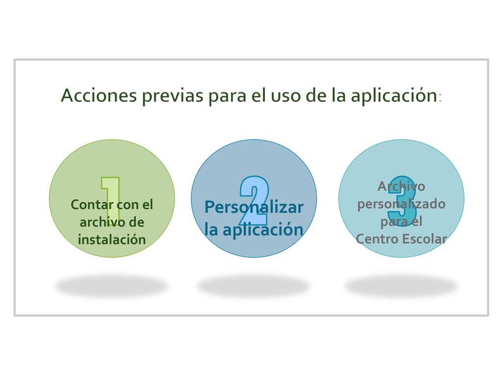 1 2 3 Acciones previas para el uso de la aplicación: