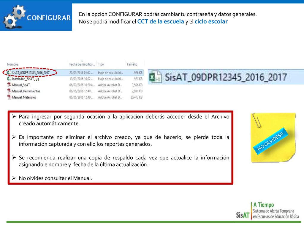 No se podrá modificar el CCT de la escuela y el ciclo escolar