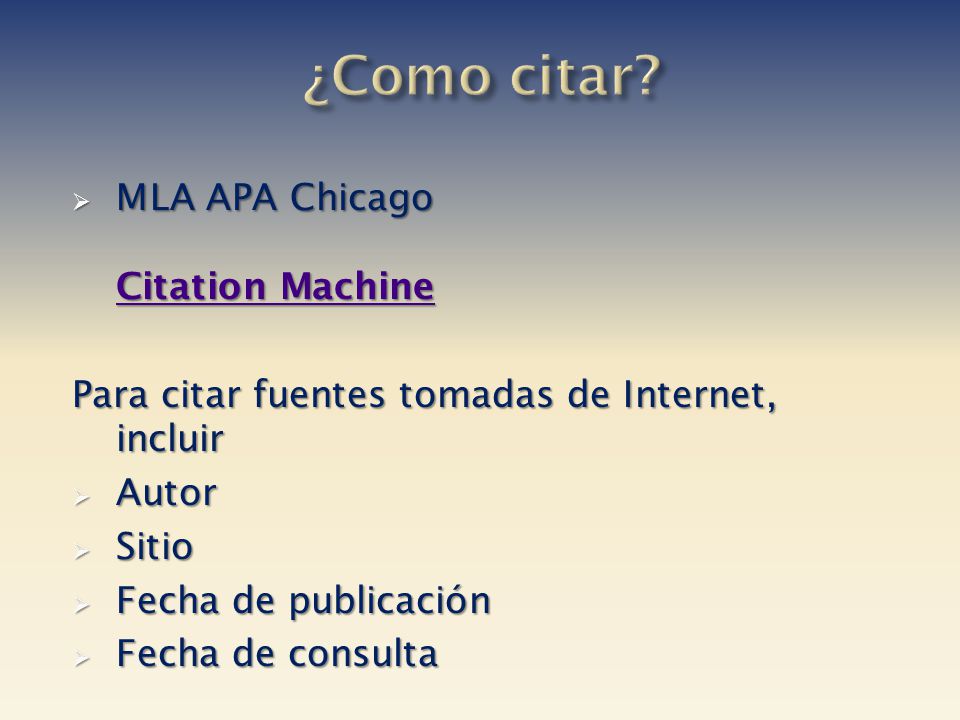 ¿Como citar MLA APA Chicago Citation Machine