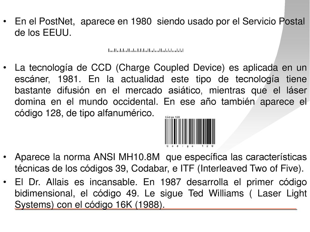 En el PostNet, aparece en 1980 siendo usado por el Servicio Postal de los EEUU.