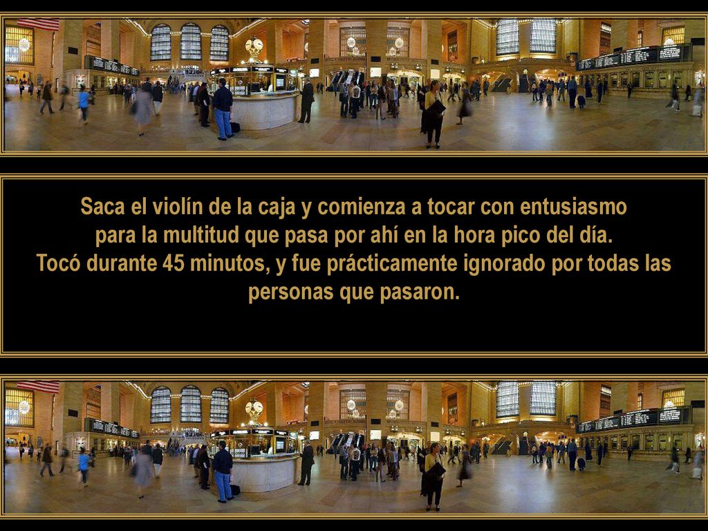 Saca el violín de la caja y comienza a tocar con entusiasmo