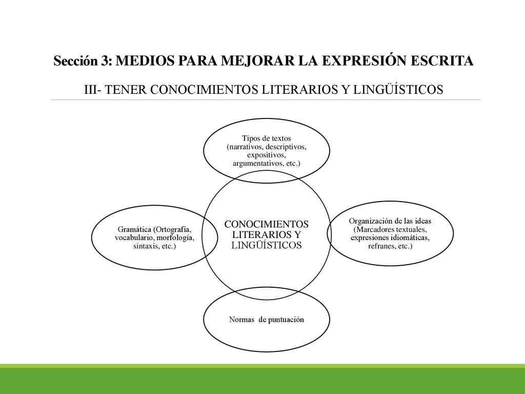 Sección 3: MEDIOS PARA MEJORAR LA EXPRESIÓN ESCRITA III- TENER CONOCIMIENTOS LITERARIOS Y LINGÜÍSTICOS
