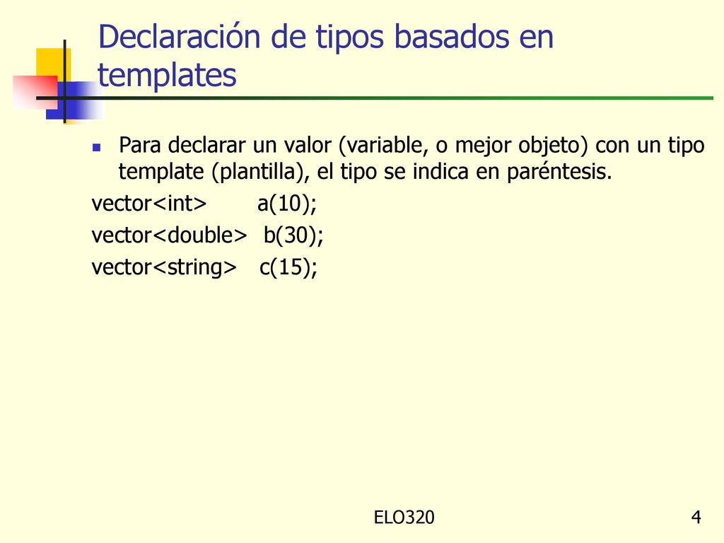 Declaración de tipos basados en templates