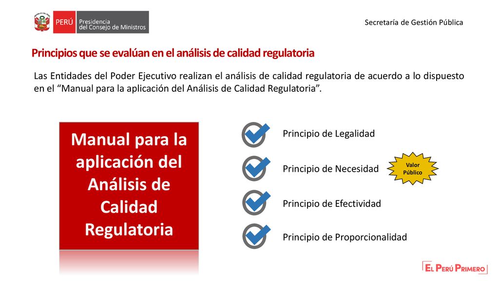 Manual para la aplicación del Análisis de Calidad Regulatoria