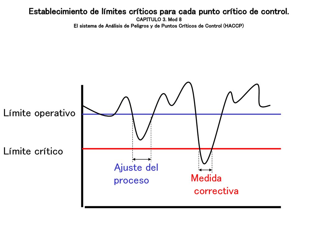 Límite operativo Límite crítico Ajuste del proceso Medida correctiva