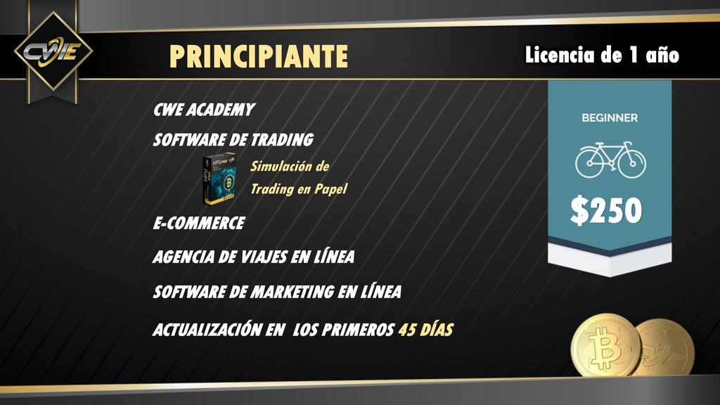 $250 PRINCIPIANTE Licencia de 1 año CWE ACADEMY SOFTWARE DE TRADING