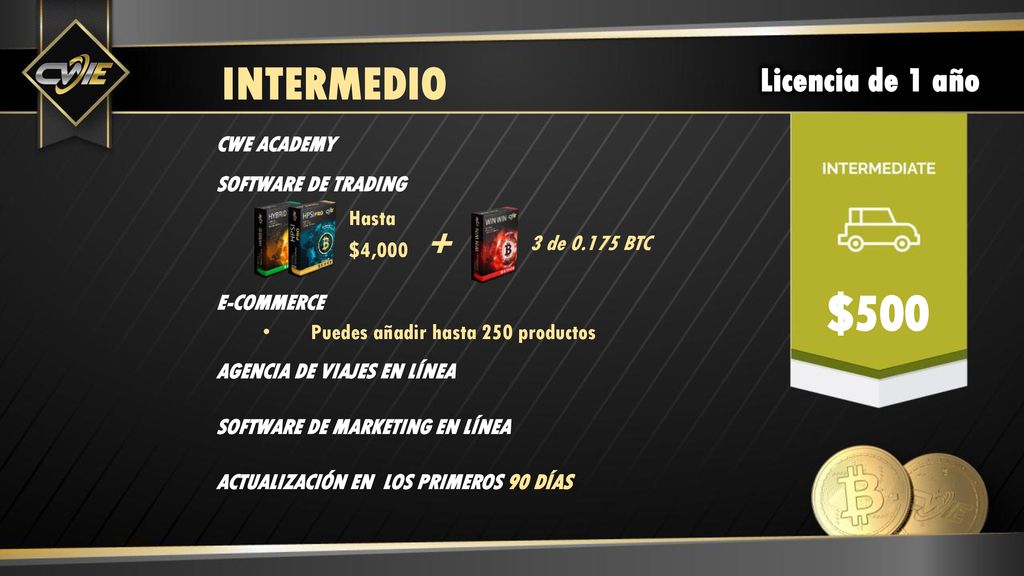 $500 INTERMEDIO Licencia de 1 año + CWE ACADEMY SOFTWARE DE TRADING