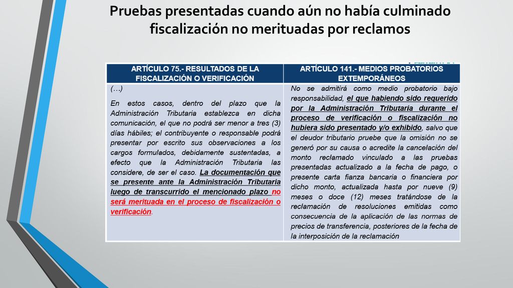 Pruebas presentadas cuando aún no había culminado fiscalización no merituadas por reclamos