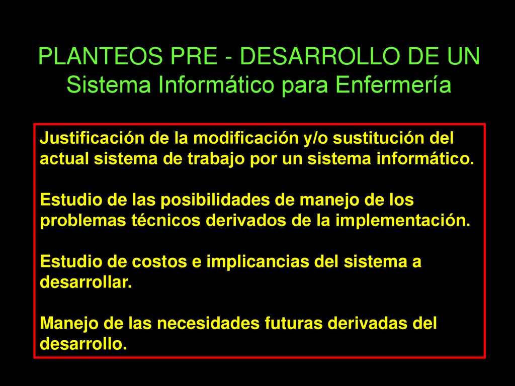 PLANTEOS PRE - DESARROLLO DE UN Sistema Informático para Enfermería
