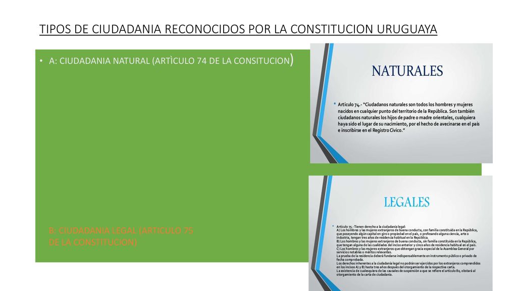 TIPOS DE CIUDADANIA RECONOCIDOS POR LA CONSTITUCION URUGUAYA