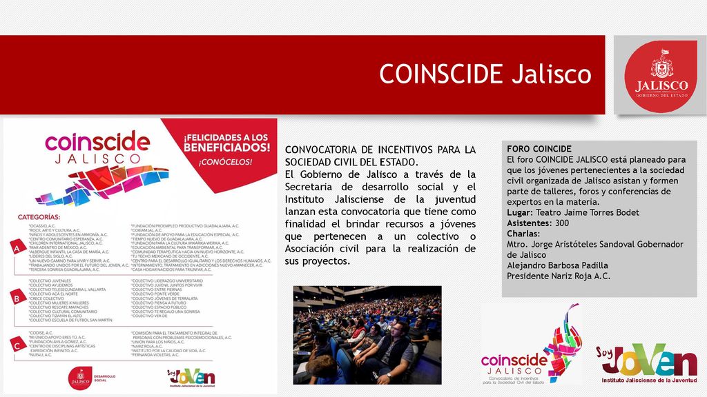 COINSCIDE Jalisco CONVOCATORIA DE INCENTIVOS PARA LA SOCIEDAD CIVIL DEL ESTADO.