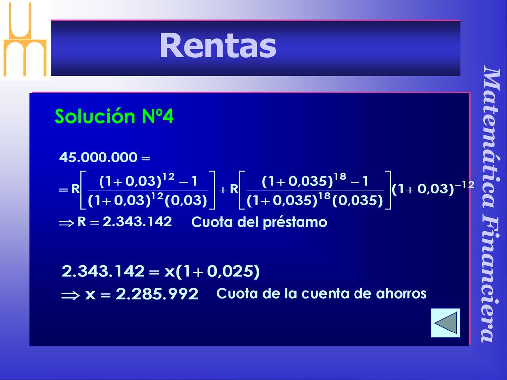 Solución Nº4 Cuota del préstamo Cuota de la cuenta de ahorros