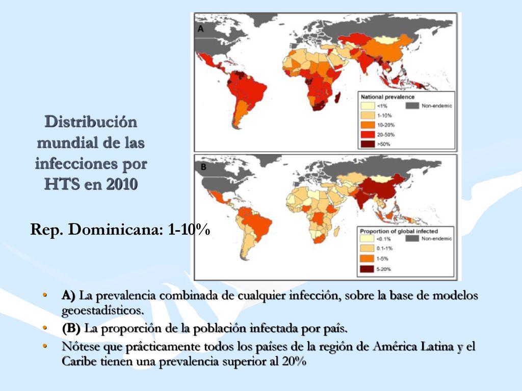 Distribución mundial de las infecciones por HTS en 2010