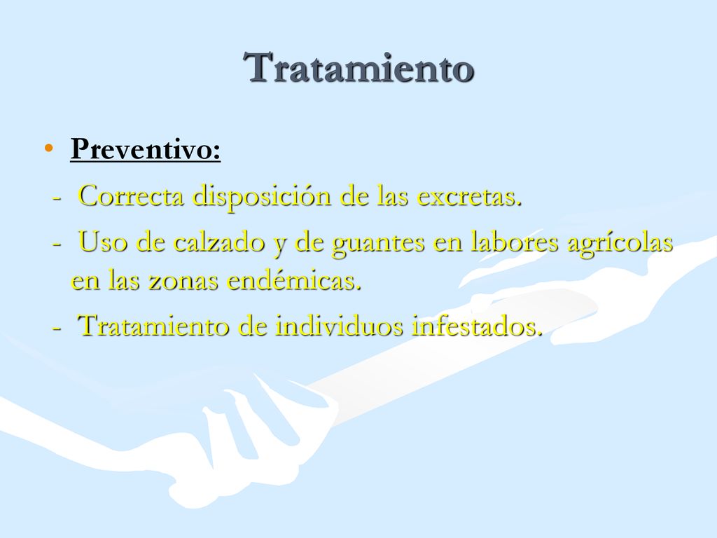 Tratamiento Preventivo: - Correcta disposición de las excretas.