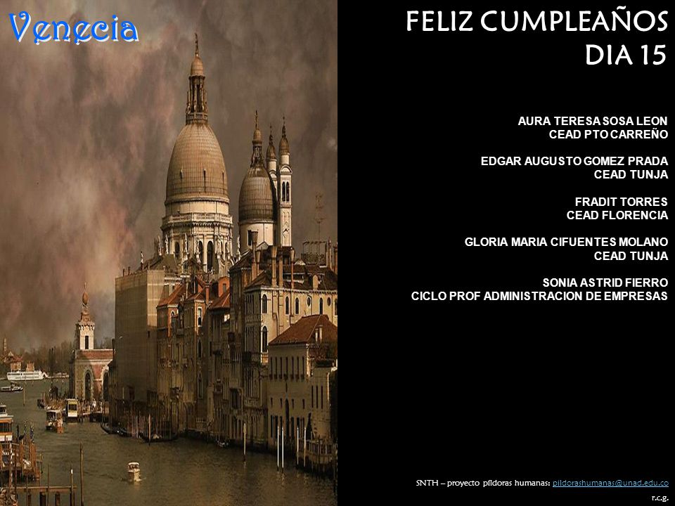 Venecia FELIZ CUMPLEAÑOS DIA 15 AURA TERESA SOSA LEON CEAD PTO CARREÑO