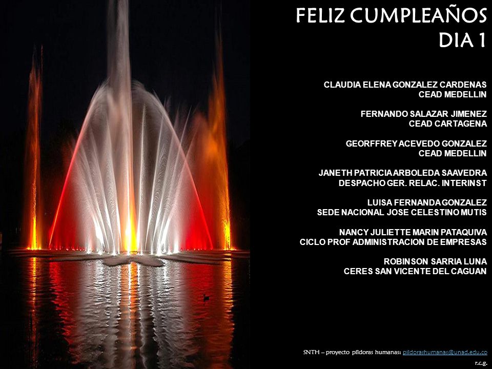 FELIZ CUMPLEAÑOS DIA 1 CLAUDIA ELENA GONZALEZ CARDENAS CEAD MEDELLIN