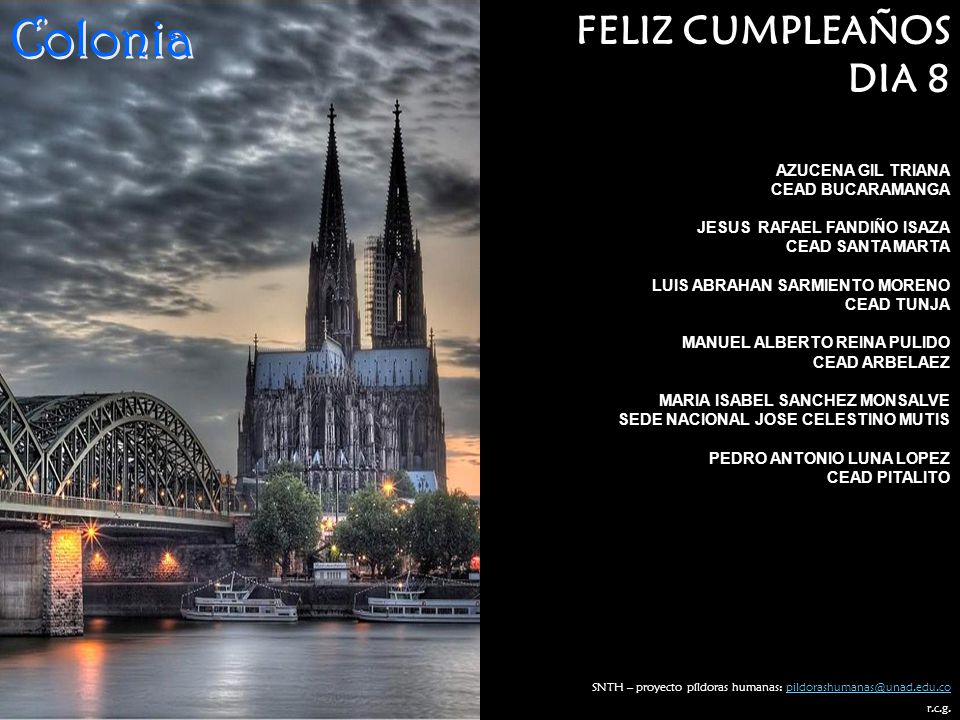 Colonia FELIZ CUMPLEAÑOS DIA 8 AZUCENA GIL TRIANA CEAD BUCARAMANGA