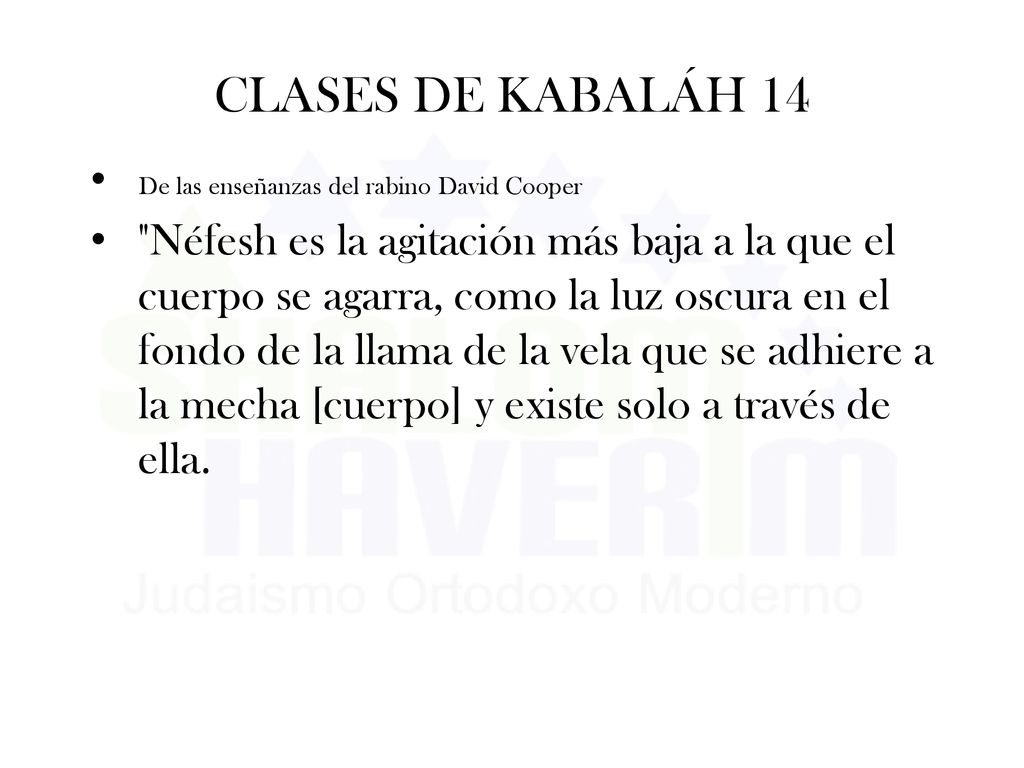 CLASES DE KABALÁH 14 De las enseñanzas del rabino David Cooper.