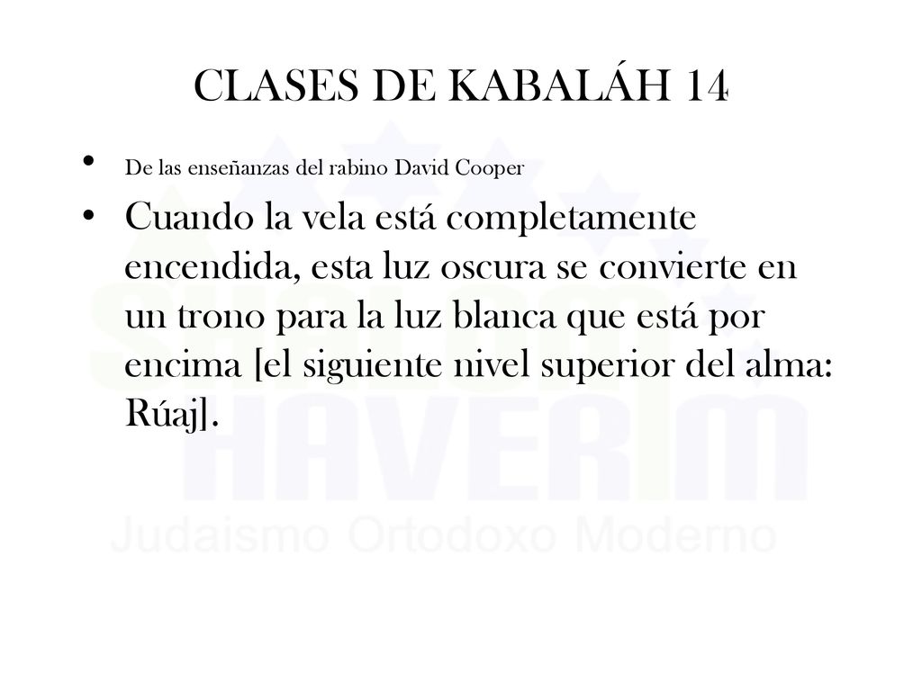 CLASES DE KABALÁH 14 De las enseñanzas del rabino David Cooper.
