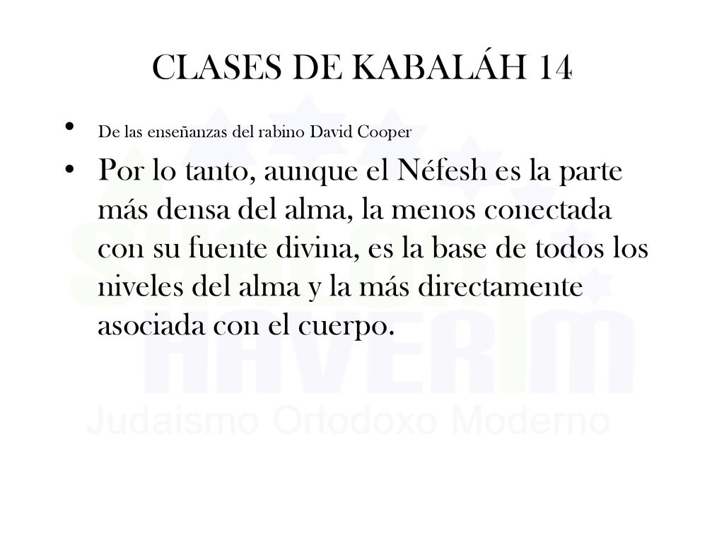 CLASES DE KABALÁH 14 De las enseñanzas del rabino David Cooper.