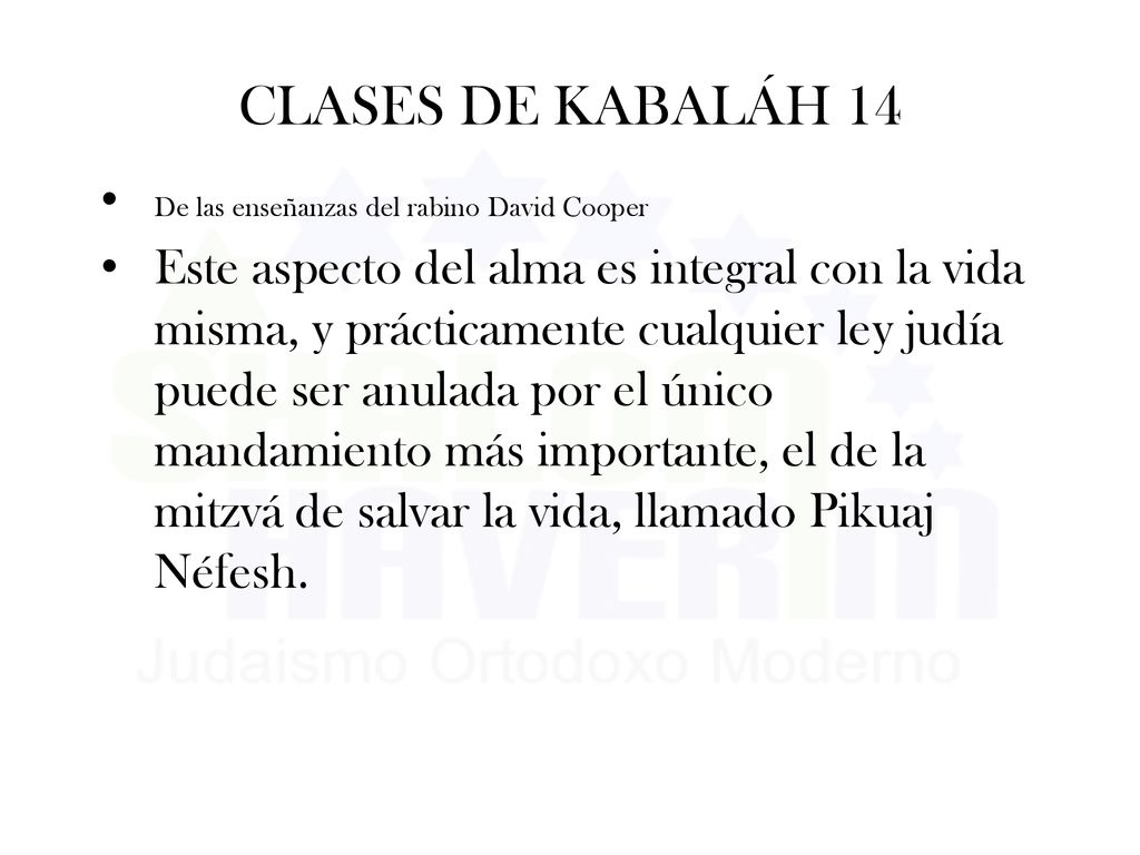 CLASES DE KABALÁH 14 De las enseñanzas del rabino David Cooper.