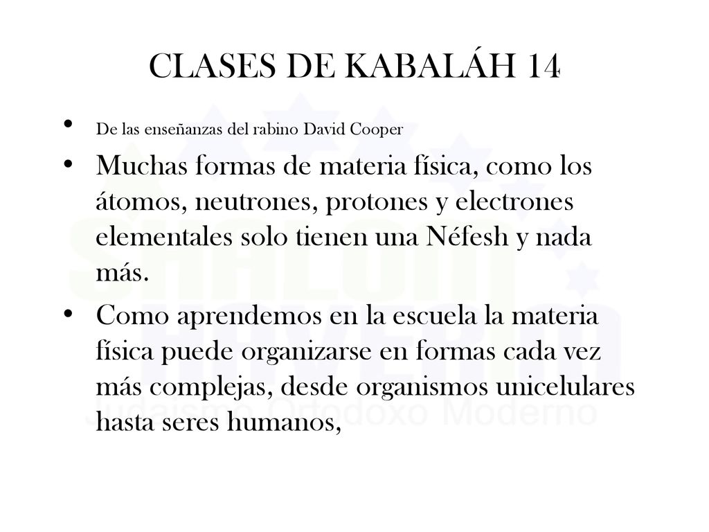 CLASES DE KABALÁH 14 De las enseñanzas del rabino David Cooper.