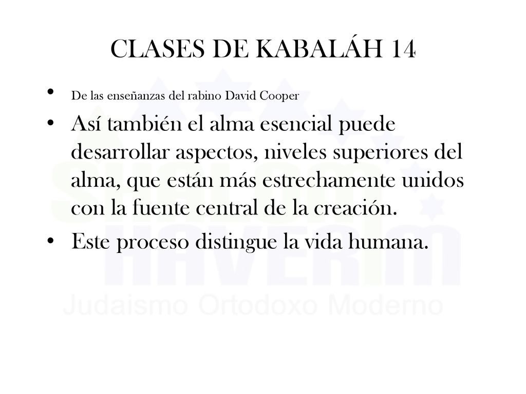 CLASES DE KABALÁH 14 De las enseñanzas del rabino David Cooper.