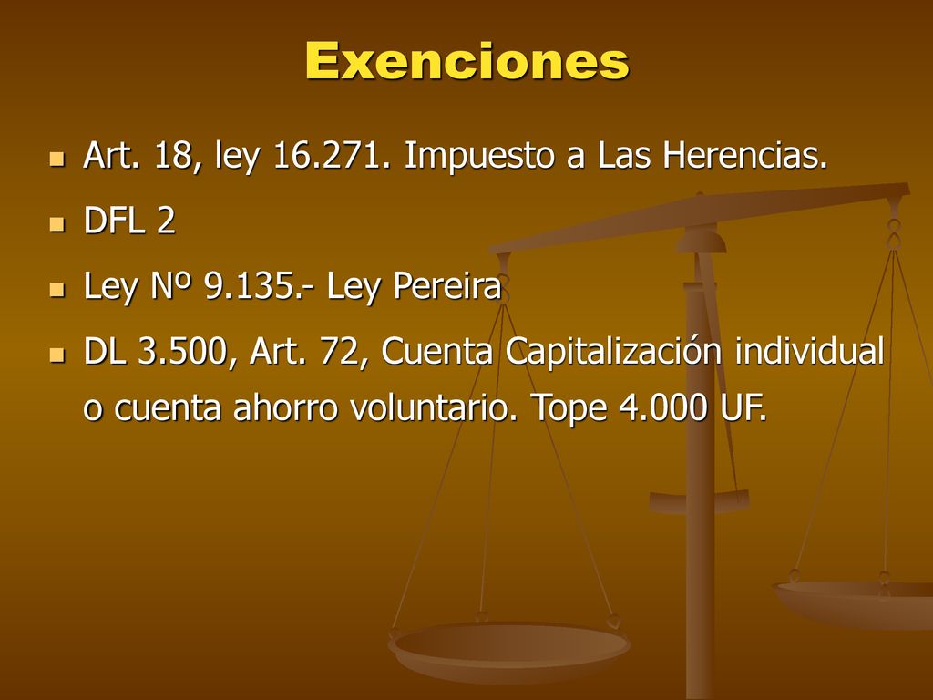 Exenciones Art. 18, ley Impuesto a Las Herencias. DFL 2