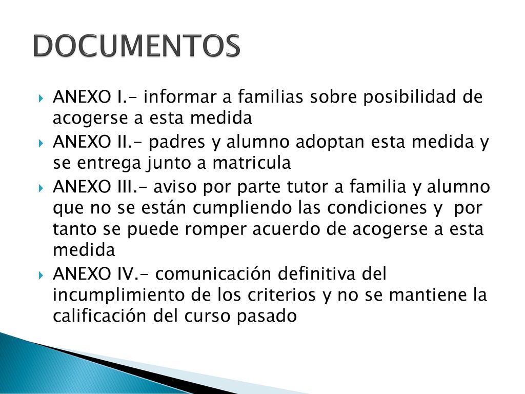 DOCUMENTOS ANEXO I.- informar a familias sobre posibilidad de acogerse a esta medida.
