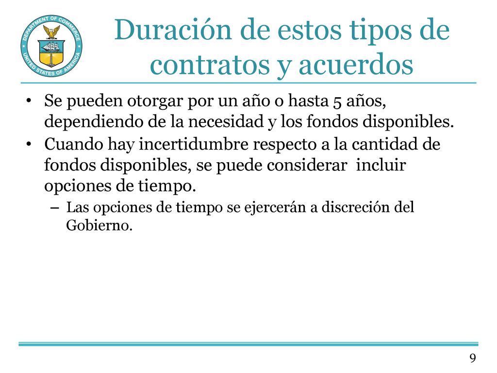 Duración de estos tipos de contratos y acuerdos