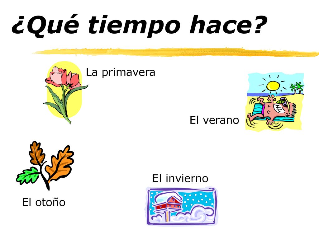 ¿Qué tiempo hace La primavera El verano El otoño El invierno