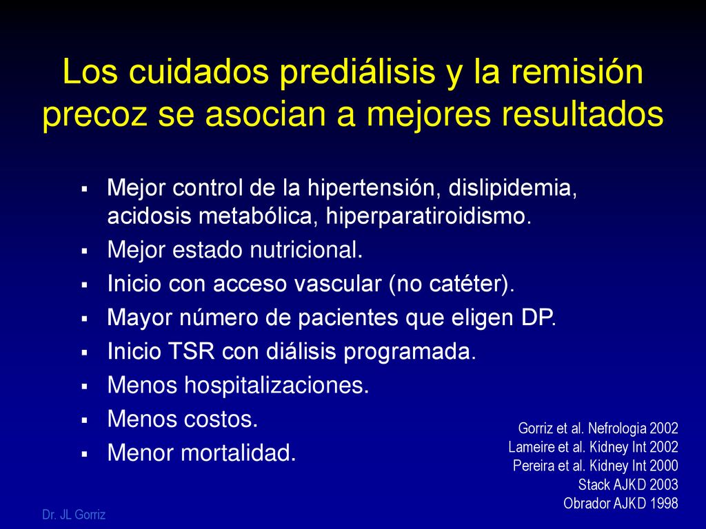 Los cuidados prediálisis y la remisión precoz se asocian a mejores resultados
