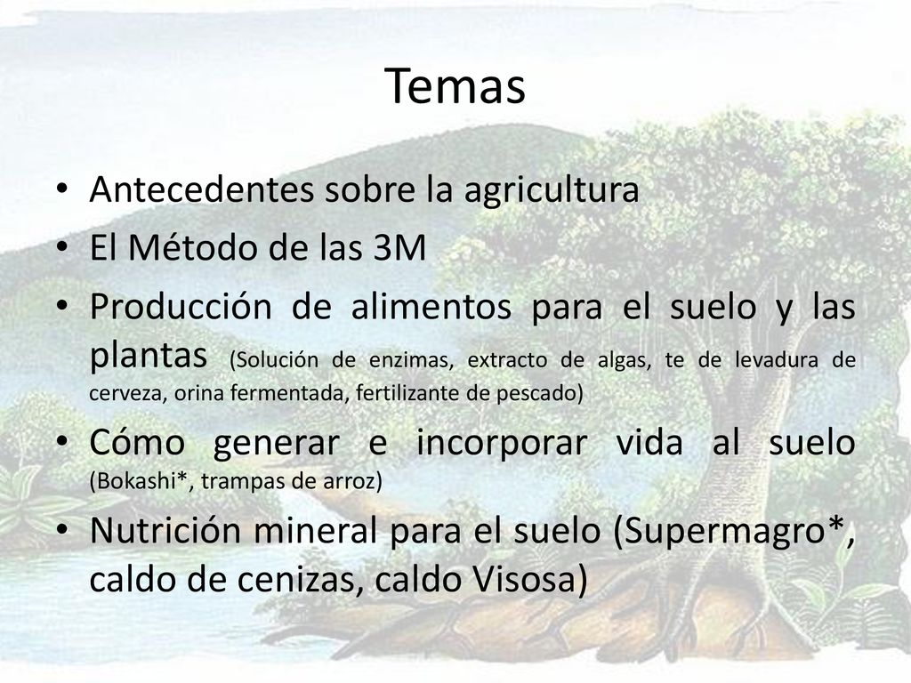Temas Antecedentes sobre la agricultura El Método de las 3M