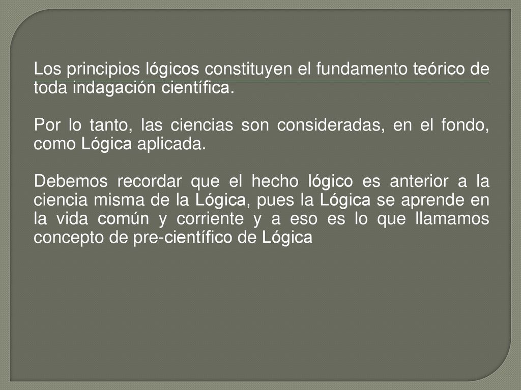 Los principios lógicos constituyen el fundamento teórico de toda indagación científica.