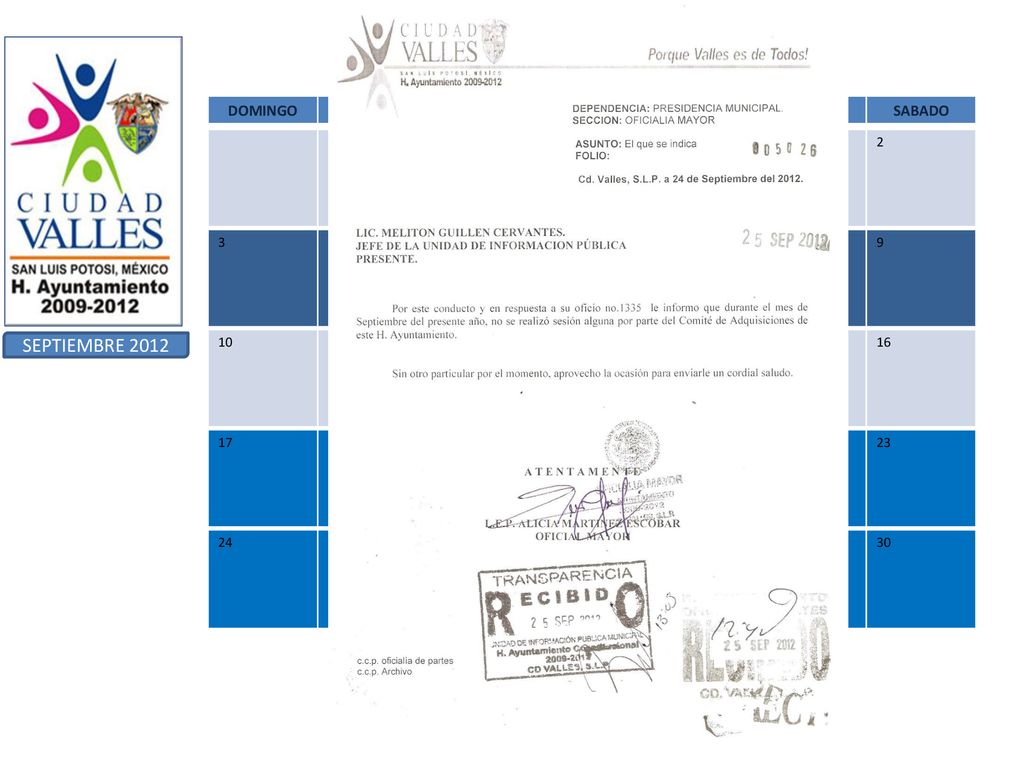 H. AYUNTAMIENTO 2009 – 2012 AGENDA DEL COMITÉ DE ADQUISICIONES