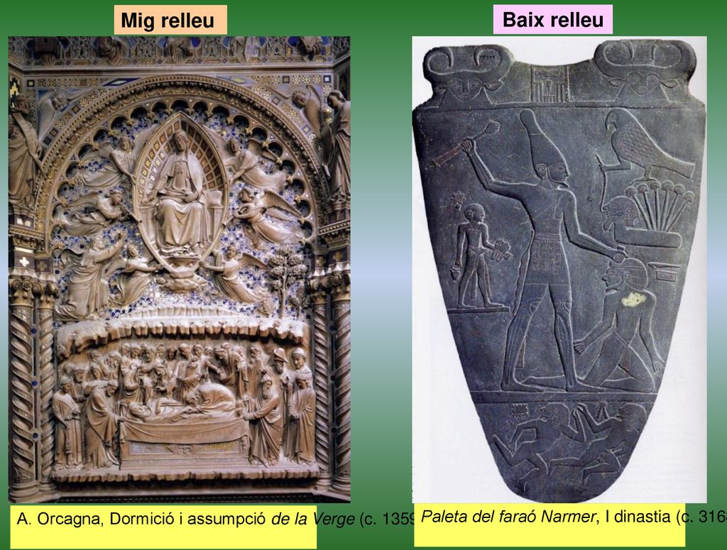 Mig relleu Baix relleu. A. Orcagna, Dormició i assumpció de la Verge (c.