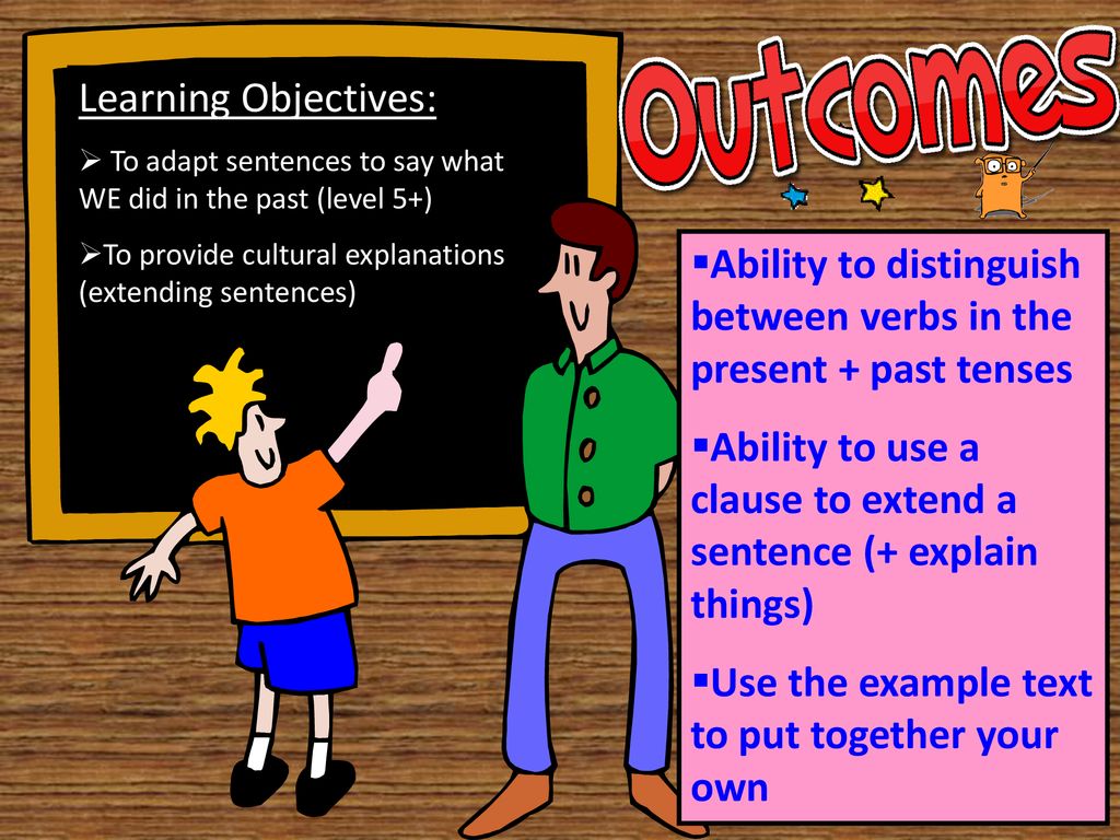 Ability to distinguish between verbs in the present + past tenses