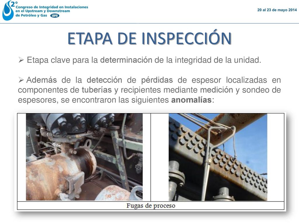 ETAPA DE INSPECCIÓN Etapa clave para la determinación de la integridad de la unidad.