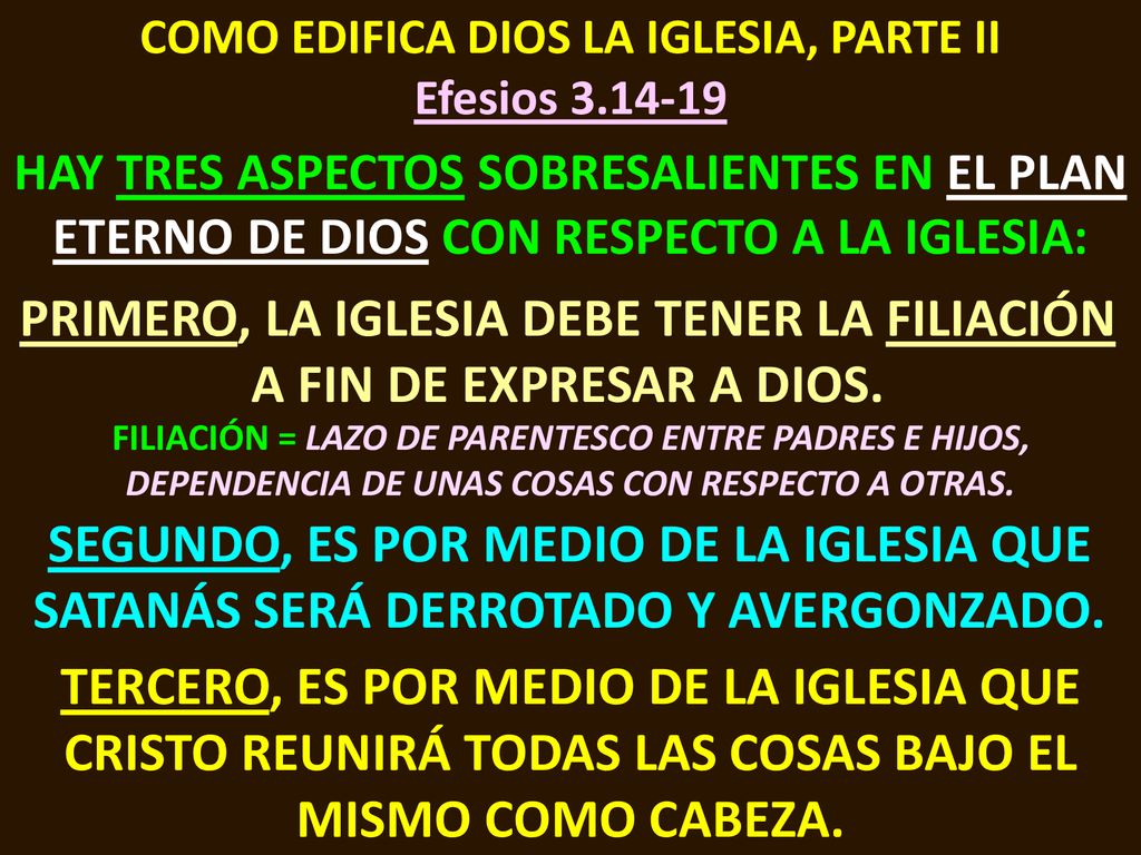 PRIMERO, LA IGLESIA DEBE TENER LA FILIACIÓN A FIN DE EXPRESAR A DIOS.