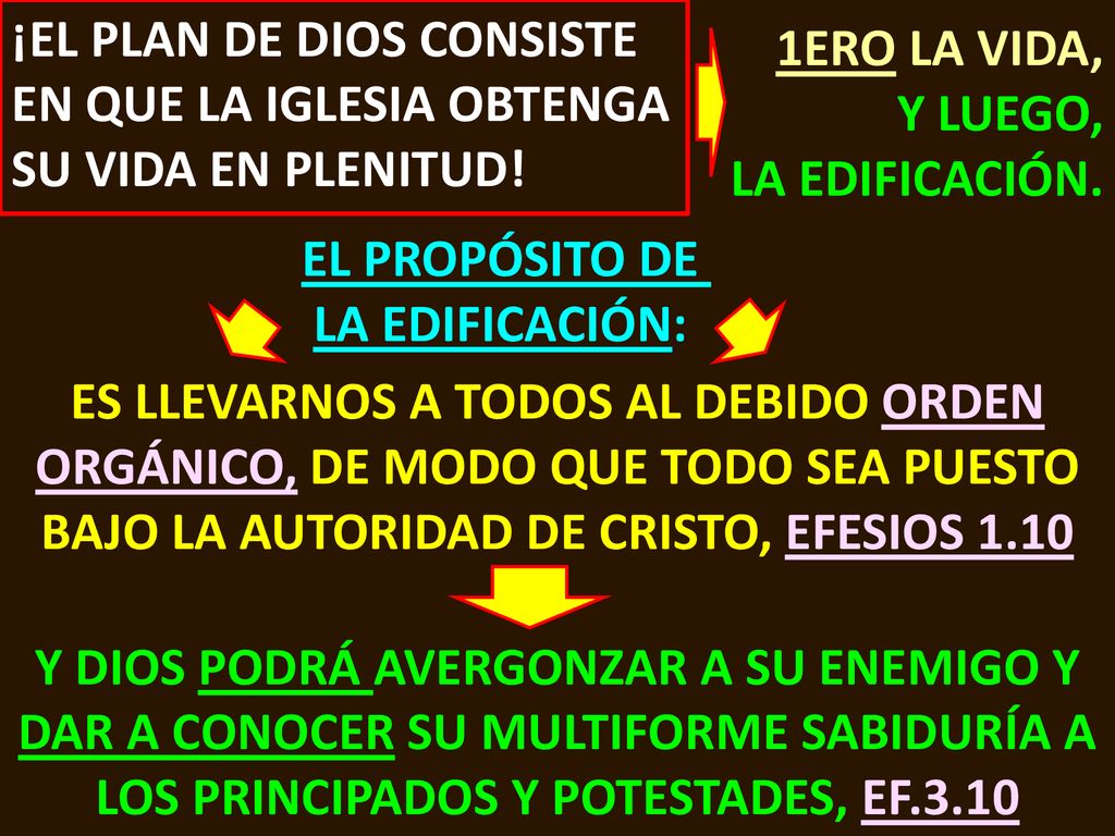¡EL PLAN DE DIOS CONSISTE EN QUE LA IGLESIA OBTENGA SU VIDA EN PLENITUD!