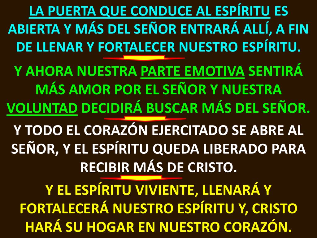 LA PUERTA QUE CONDUCE AL ESPÍRITU ES ABIERTA Y MÁS DEL SEÑOR ENTRARÁ ALLÍ, A FIN DE LLENAR Y FORTALECER NUESTRO ESPÍRITU.