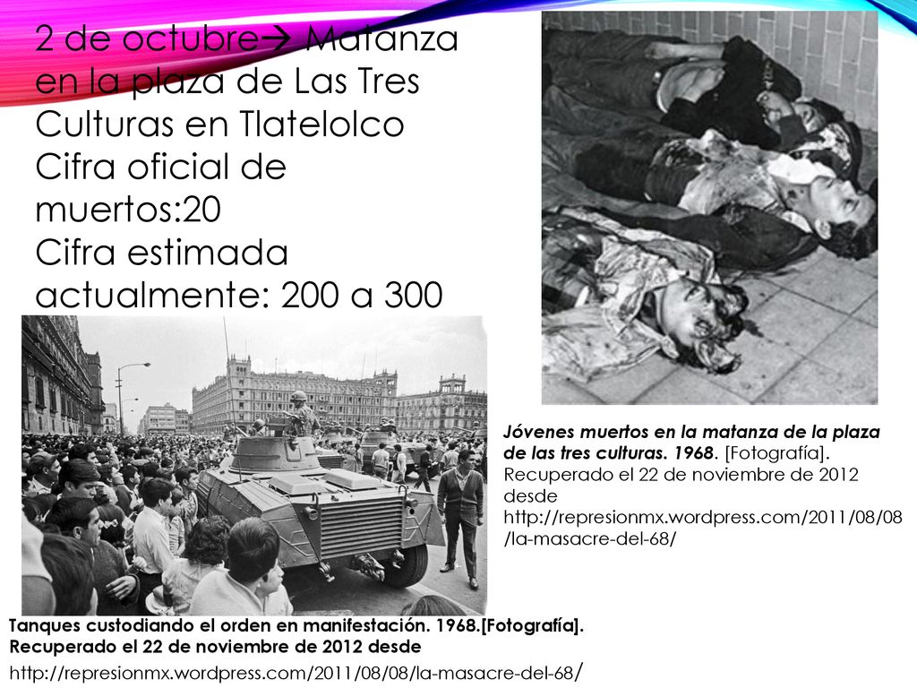 2 de octubre Matanza en la plaza de Las Tres Culturas en Tlatelolco