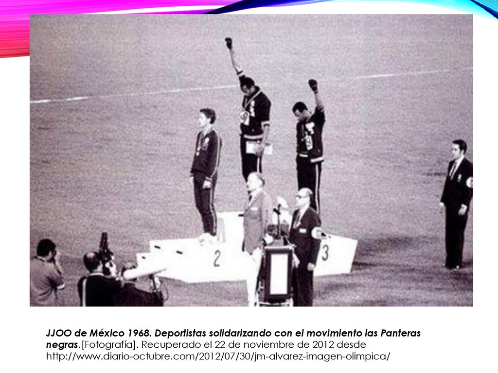 JJOO de México Deportistas solidarizando con el movimiento las Panteras negras.[Fotografía].