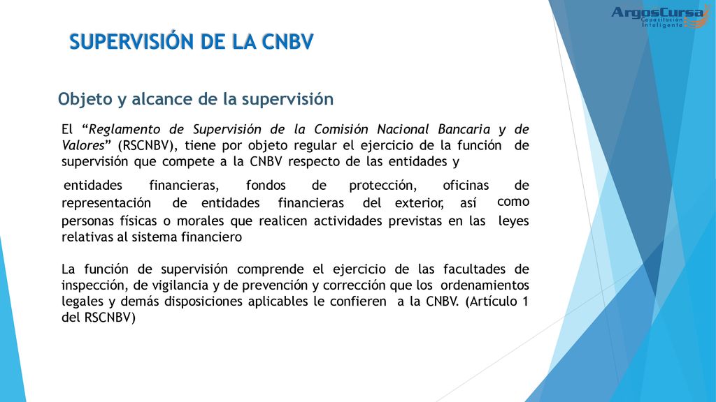 SUPERVISIÓN DE LA CNBV Objeto y alcance de la supervisión