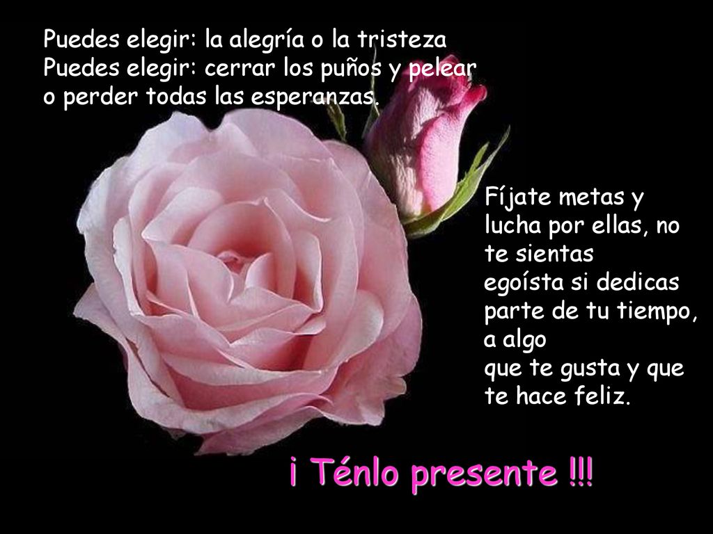 ¡ Ténlo presente !!! Puedes elegir: la alegría o la tristeza