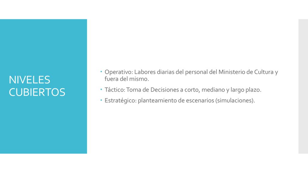 Operativo: Labores diarias del personal del Ministerio de Cultura y fuera del mismo.